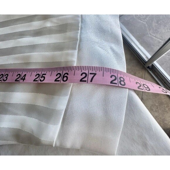 Vintage 80's Dentelle Women's Button Down Pajama Top Small Satin Striped Cream - Picture 9 of 10